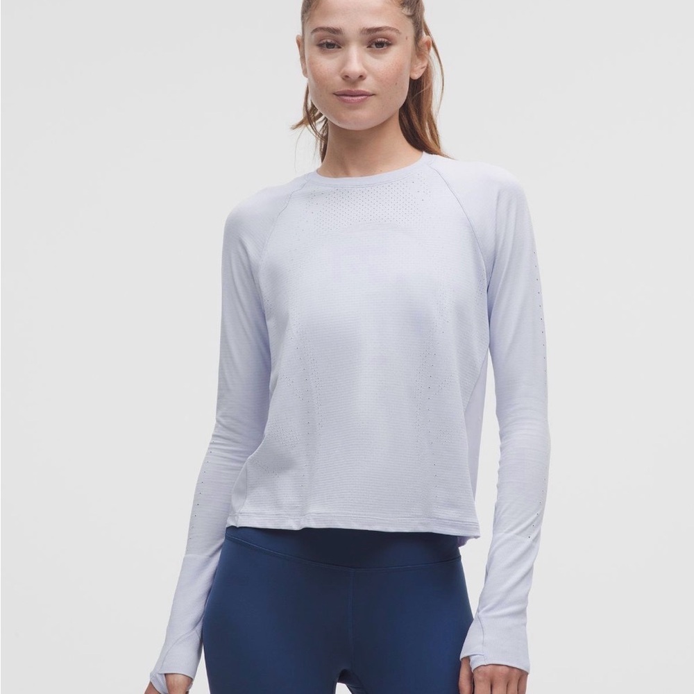 lululemon athletica Soft light blue / white Long Sleeve Tee